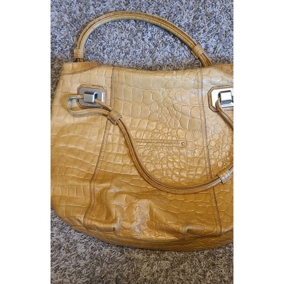 B. Makowsky Pebbled Leather Yellow Hobo Bag - Picture 4 of 8